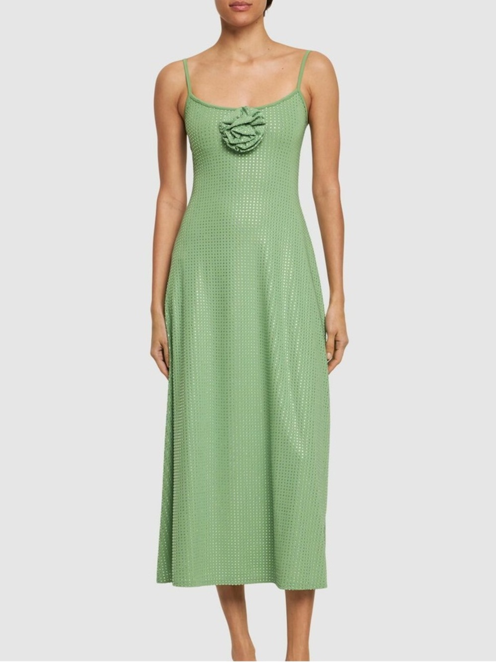 WEWOREWHAT Embellished Midi Dress with Rose